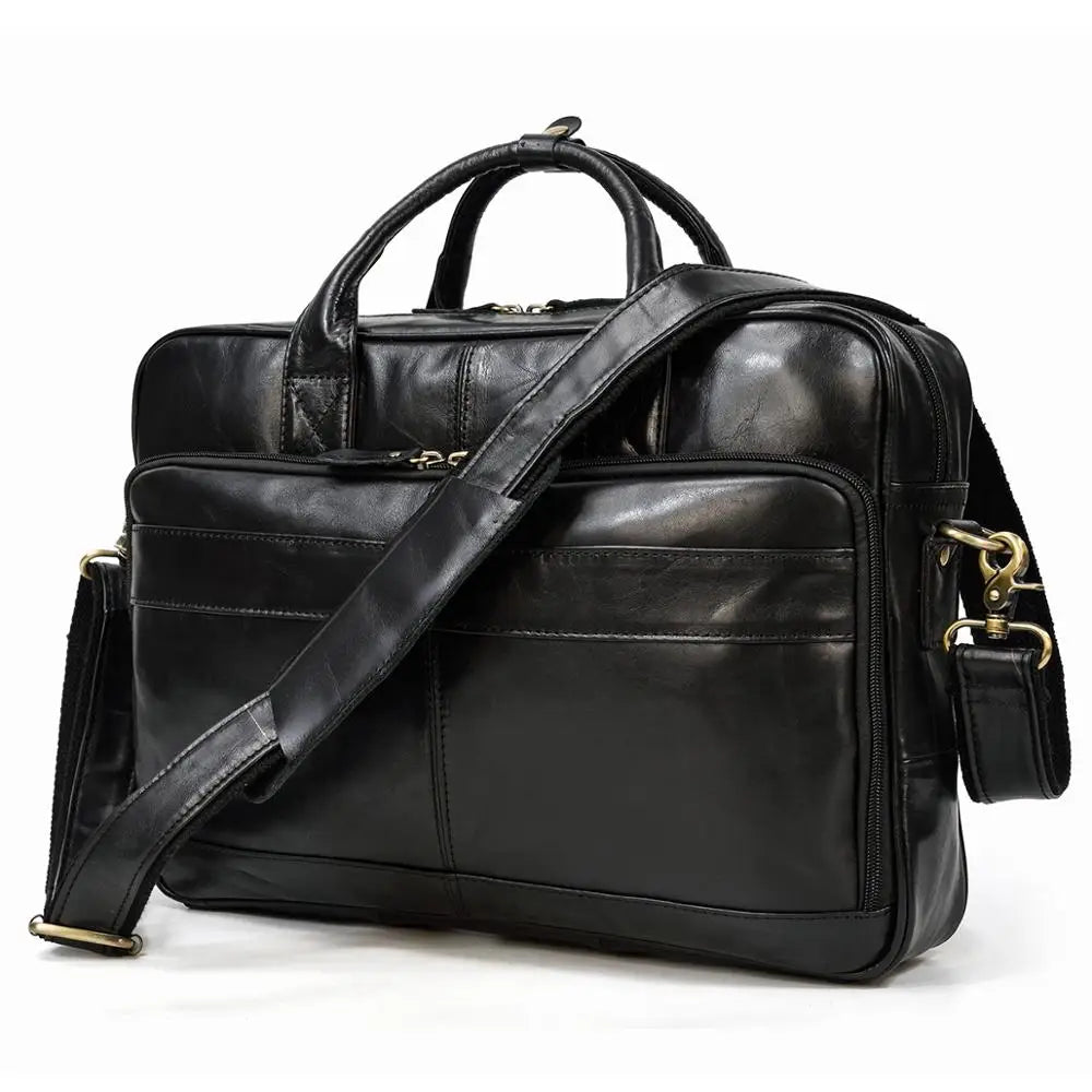 Men Briefcase Genuine Leather Laptop Bag 14 15.6"
