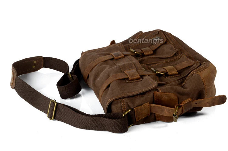 I AM LEGEND Will Smith Canvas +Genuine Leather Men Messenger Bag Canvas Shoulder Bag Men Crossbody Bag Sling Casual Bag Satchel