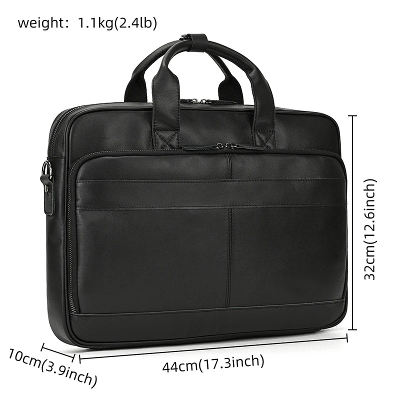 Men Briefcase Genuine Leather Laptop Bag 14 15.6"