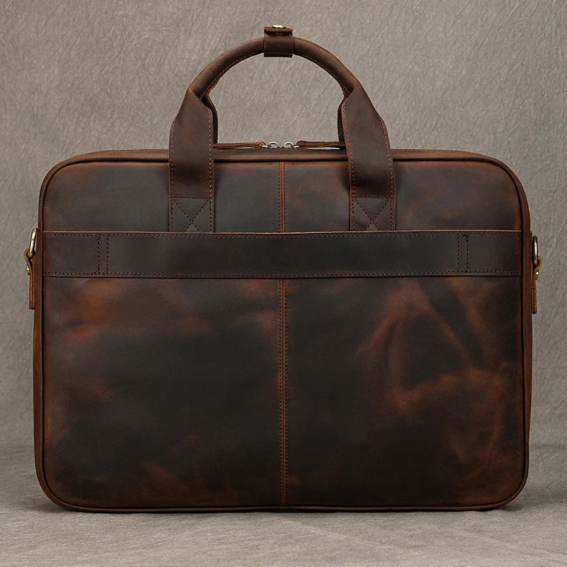 Men Briefcase Genuine Leather Laptop Bag 14 15.6"