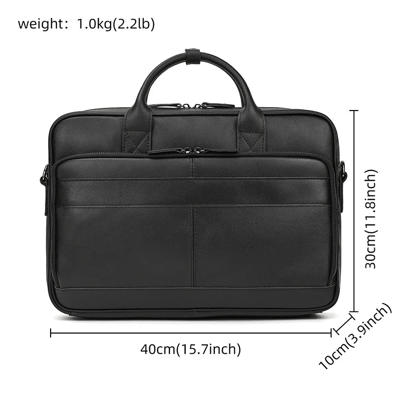 Men Briefcase Genuine Leather Laptop Bag 14 15.6"