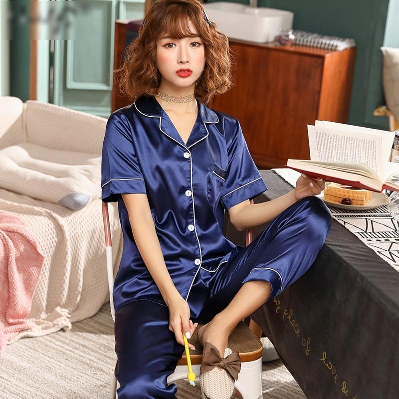 Women's Silk Solid Color Pajama Set