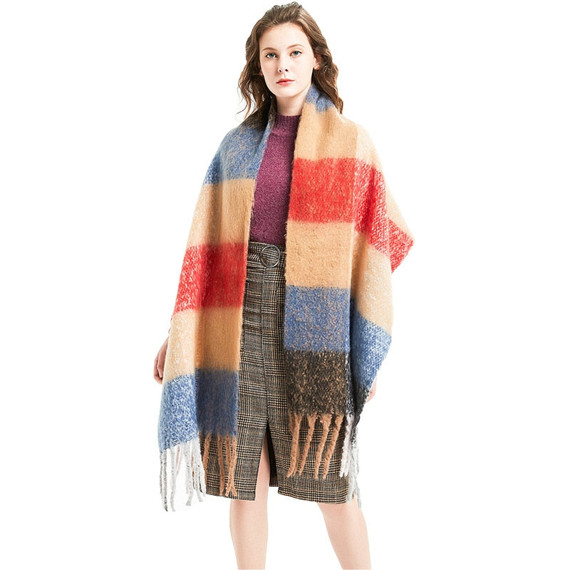 Cashmere Women's Scarf in Plaid Print