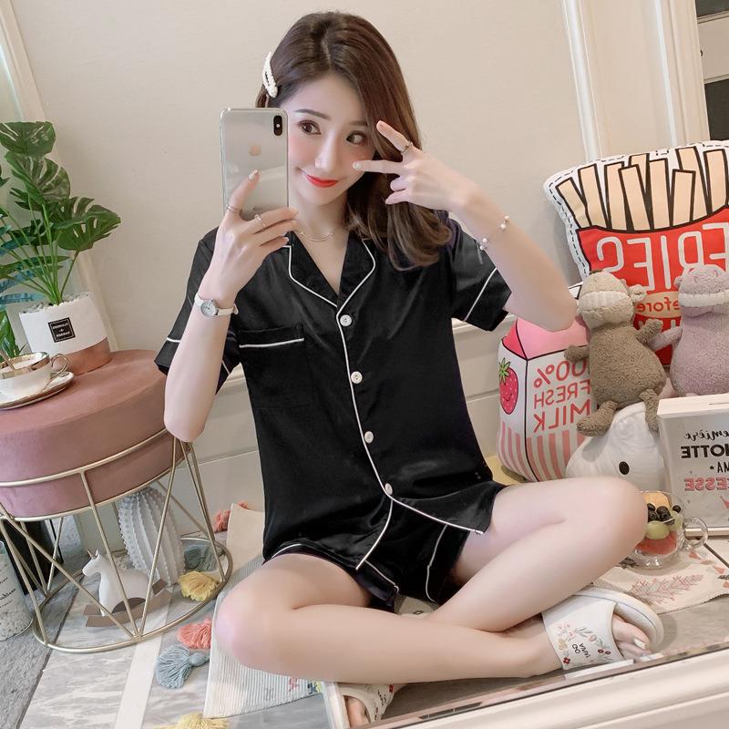 Women's Silk Solid Color Pajama Set