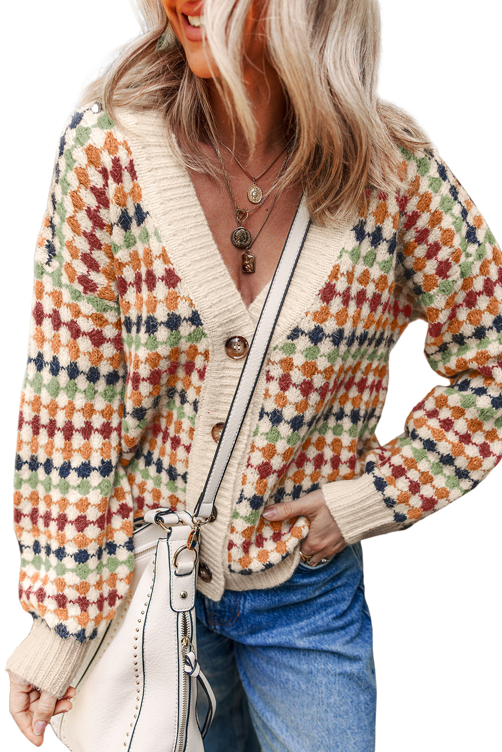 V Neck Knit Cardigan