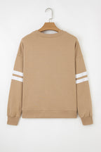 Sweatshirt folgada às riscas bege claro estilo preppy com mangas
