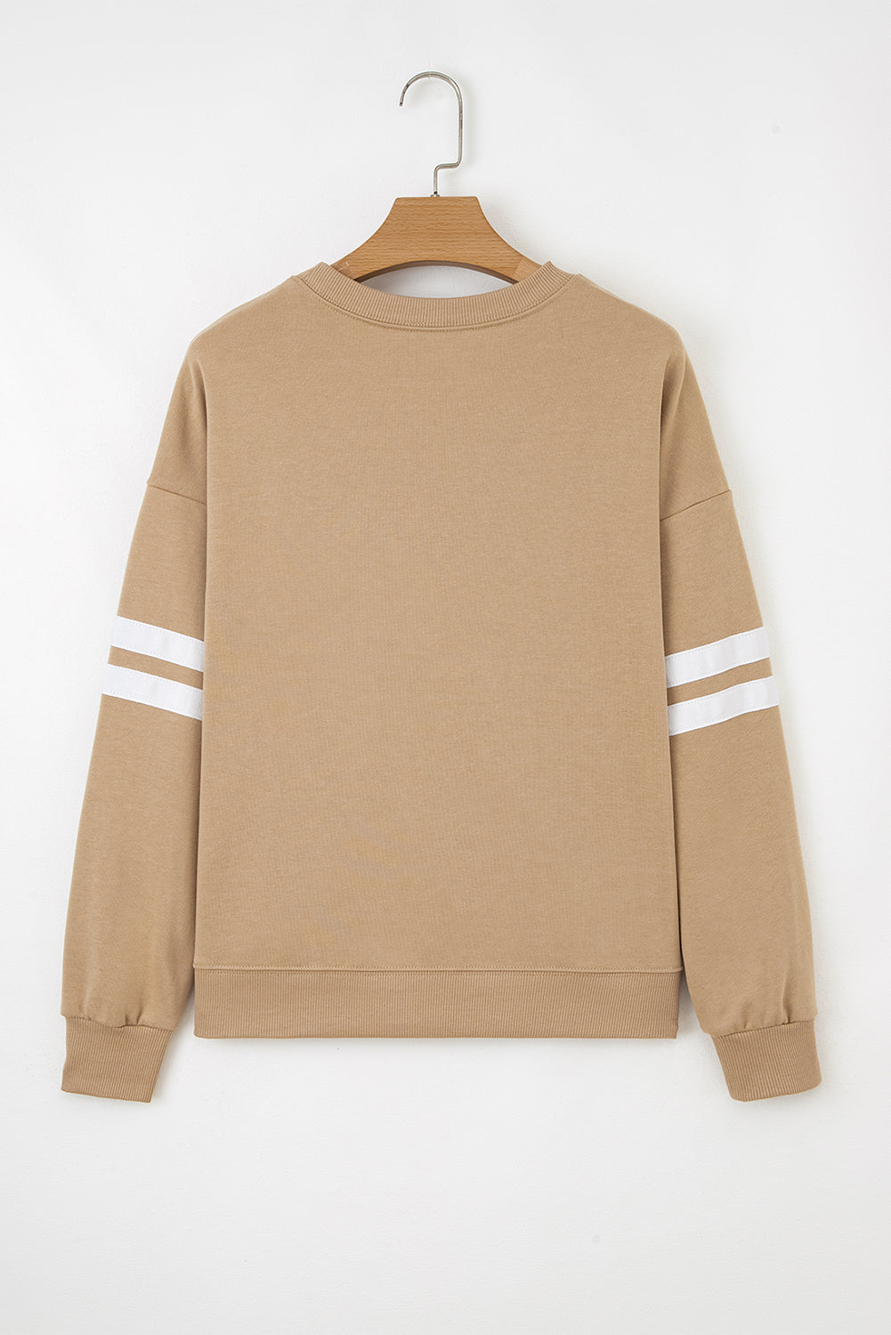 Sweatshirt folgada às riscas bege claro estilo preppy com mangas