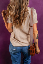 Kurzarm-Top in Haferflockenfarbe