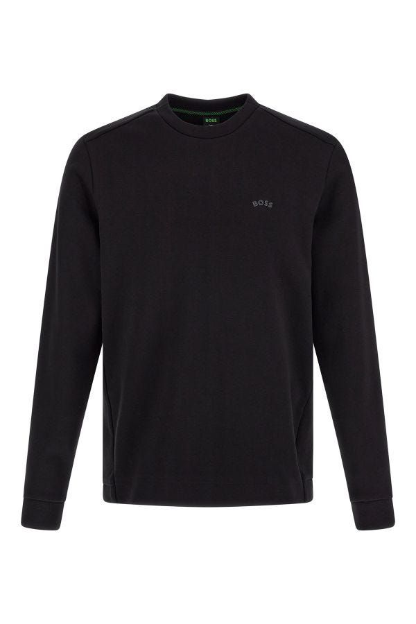Elegantes schwarzes Hugo Boss Sweatshirt aus Baumwolle mit Rundhalsausschnitt