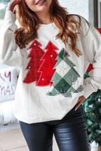 White Pearl Plaid Christmas Tree Sweatshirt