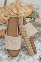 White Boho Single Band Slippers