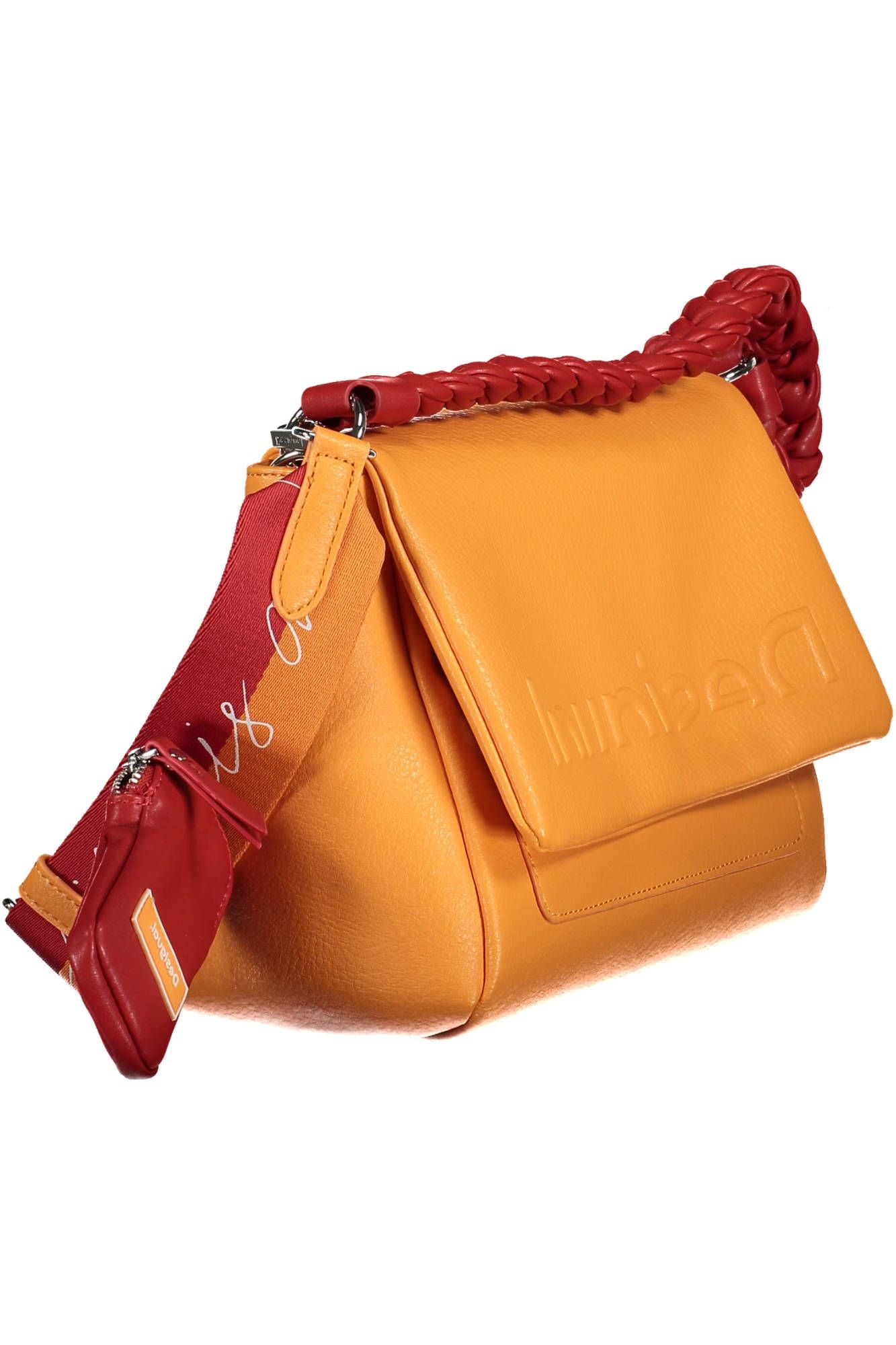 Bolsa de ombro Desigual Chic laranja com detalhes contrastantes