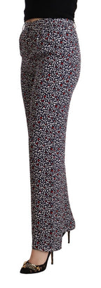 Michael Kors – Schwarze, gerade Hose mit hohem Bund und Print