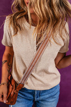 Kurzarm-Top in Haferflockenfarbe