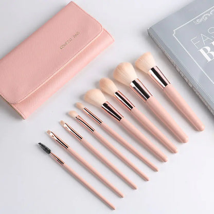 Makeup Brush Set with Wooden Handle and Brush Bag