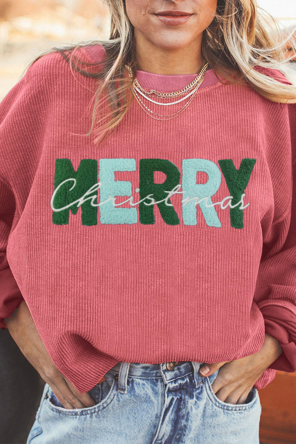 Strawberry Pink MERRY Christmas Sweatshirt