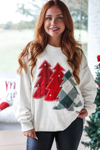 White Pearl Plaid Christmas Tree Sweatshirt