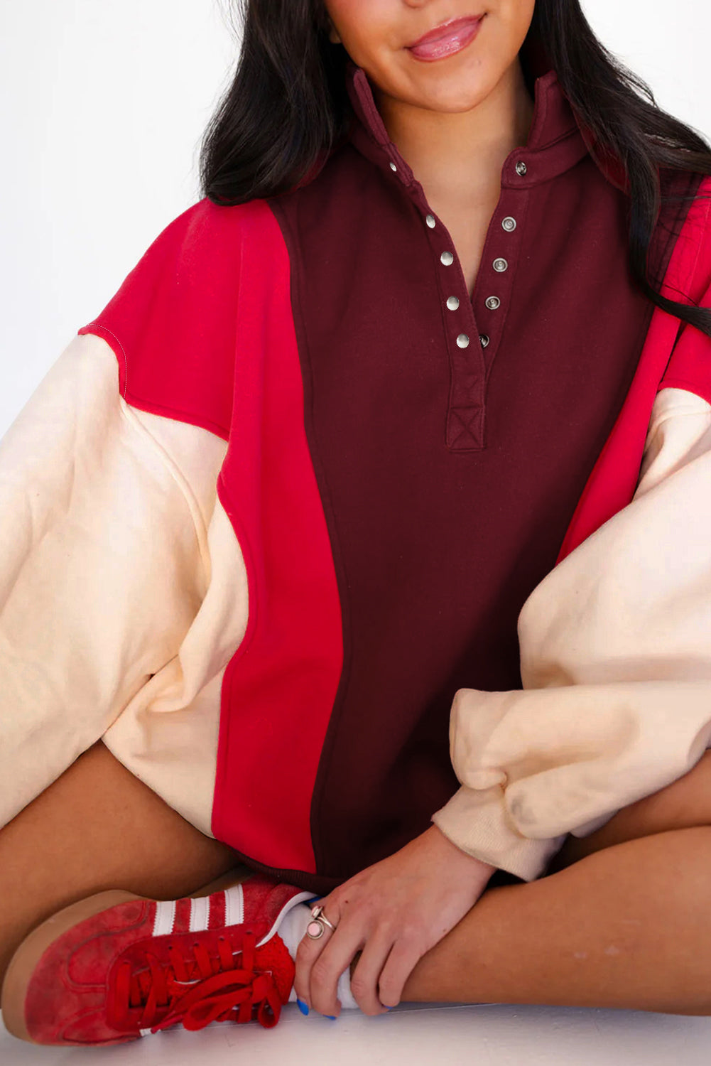 Fiery Red Oversized Sweatshirt
