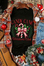 Black Candy Cane Christmas Club T-Shirt