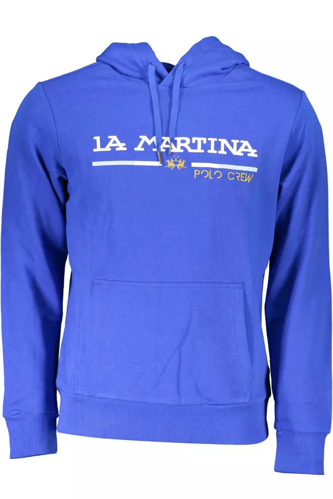 La Martina Chic Blauer bestickter Kapuzenpullover
