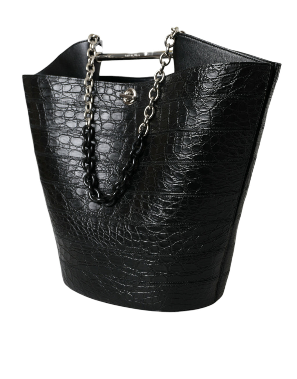 Bolsa Balenciaga Maxi Bucket Tote em Pele Exótica Preto