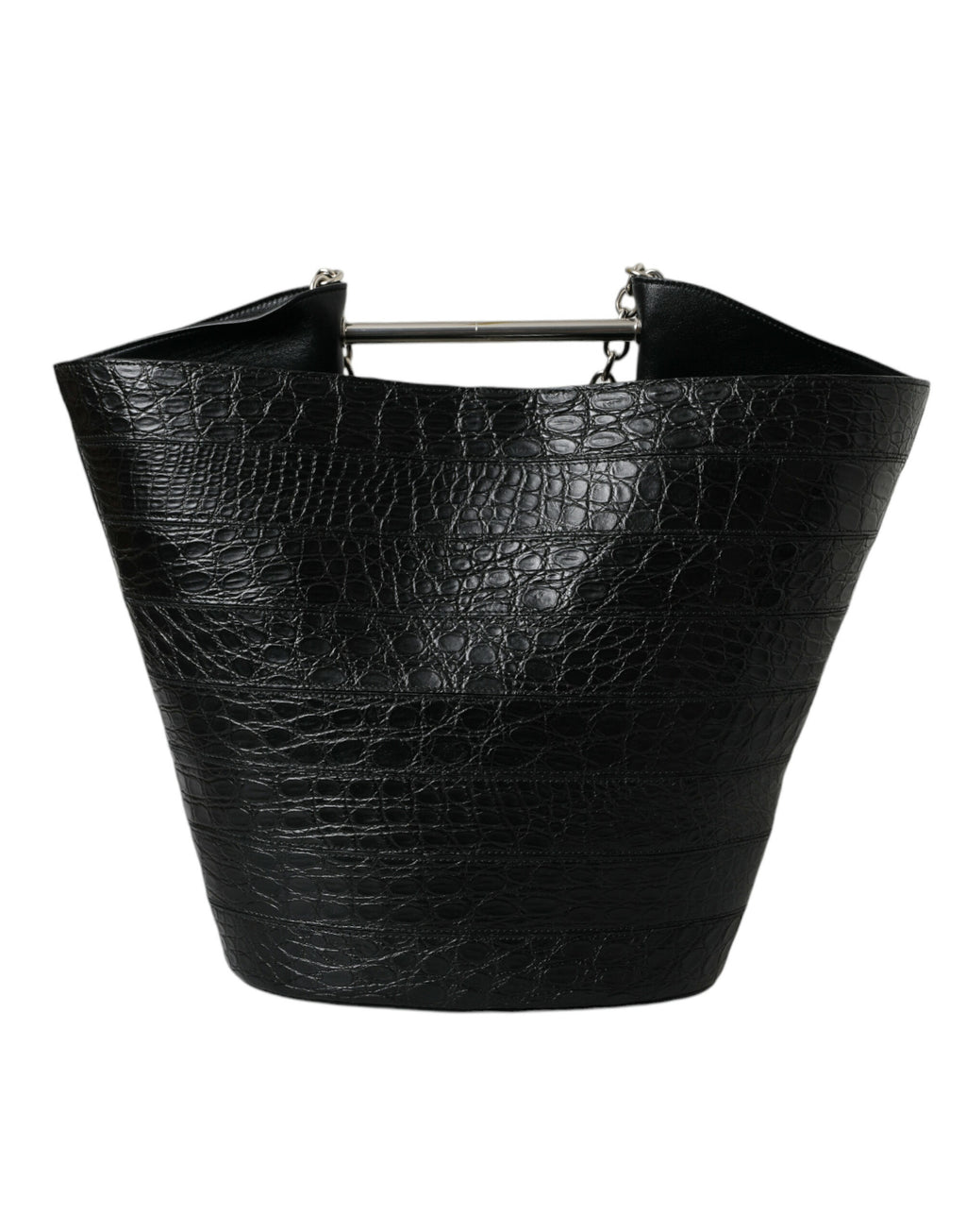 Bolsa Balenciaga Maxi Bucket Tote em Pele Exótica Preto