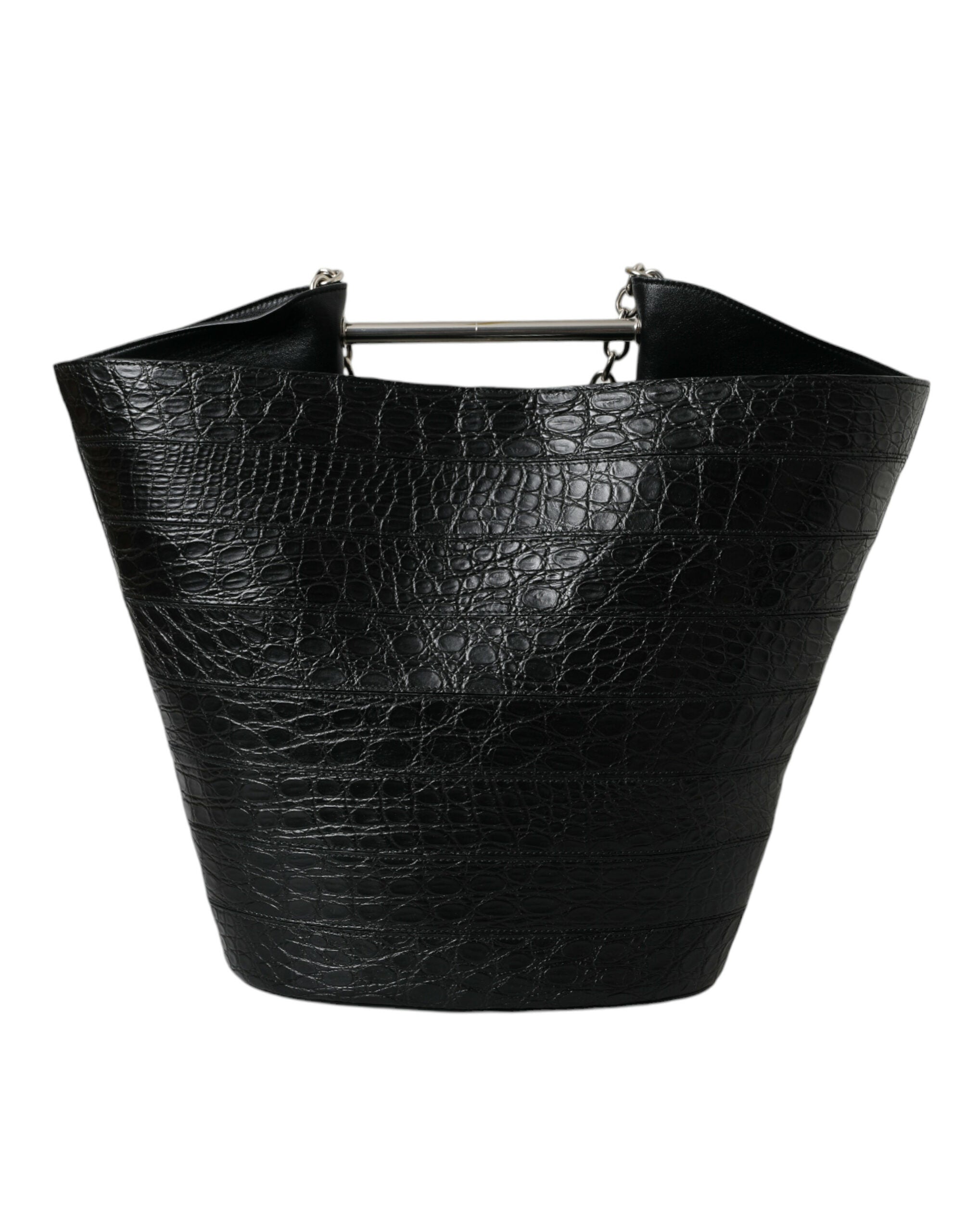 Bolsa Balenciaga Maxi Bucket Tote em Pele Exótica Preto