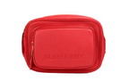 Bolsa a tiracolo Burberry pequena em pele granulada vermelho vivo com a marca, modelo Camera.