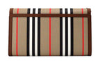Bolsa Carteira Transversal Burberry Hannah Icon Stripe Archive em Pele e Lona E-Canvas Bege