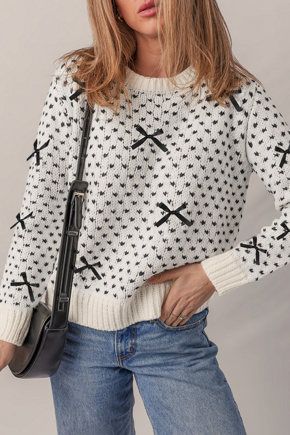 Ribbed Edge Crew Neck Sweater