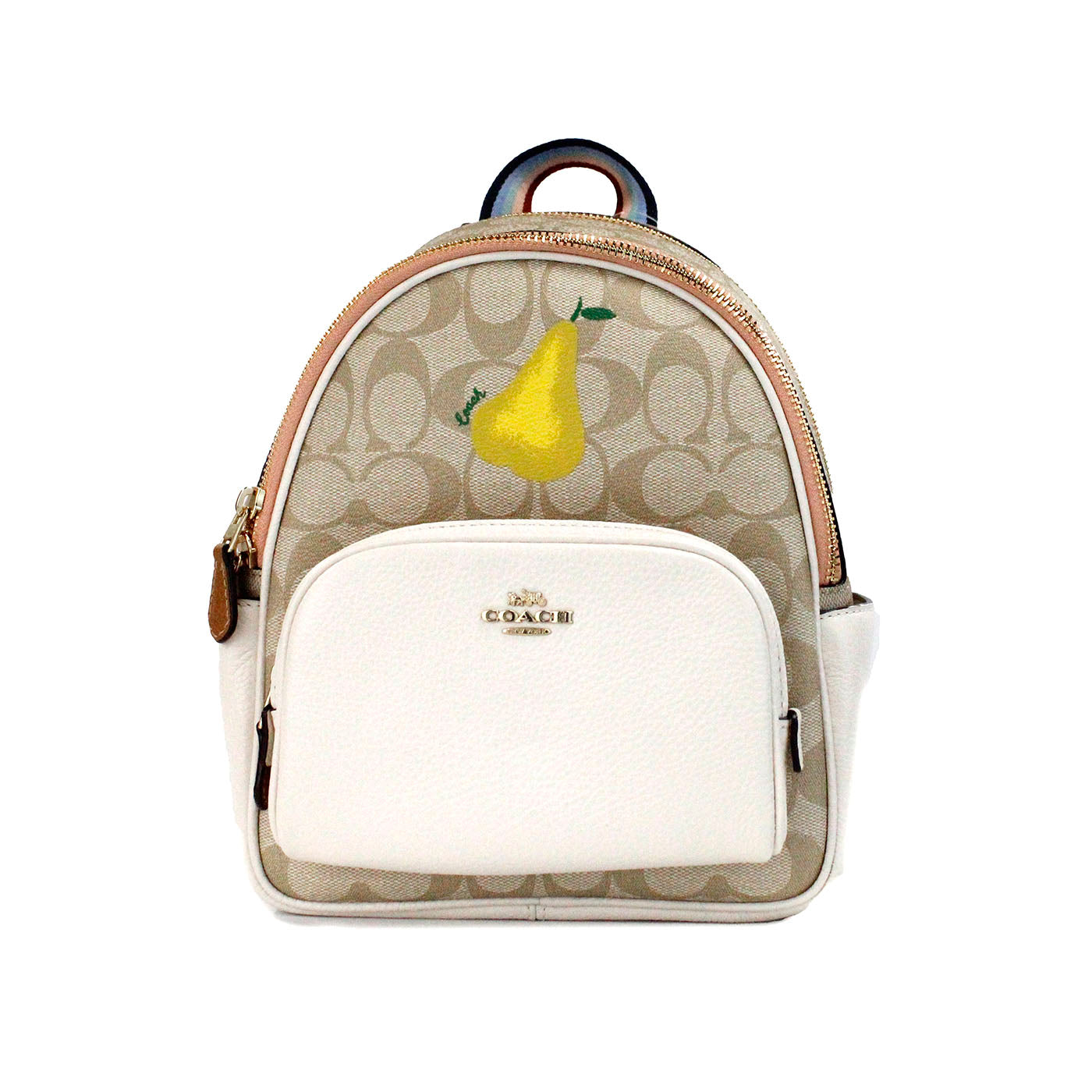 Mochila/Saco de Ombro COACH Mini Court Signature com Estampado Pêra, Cor: Chalk Taffy