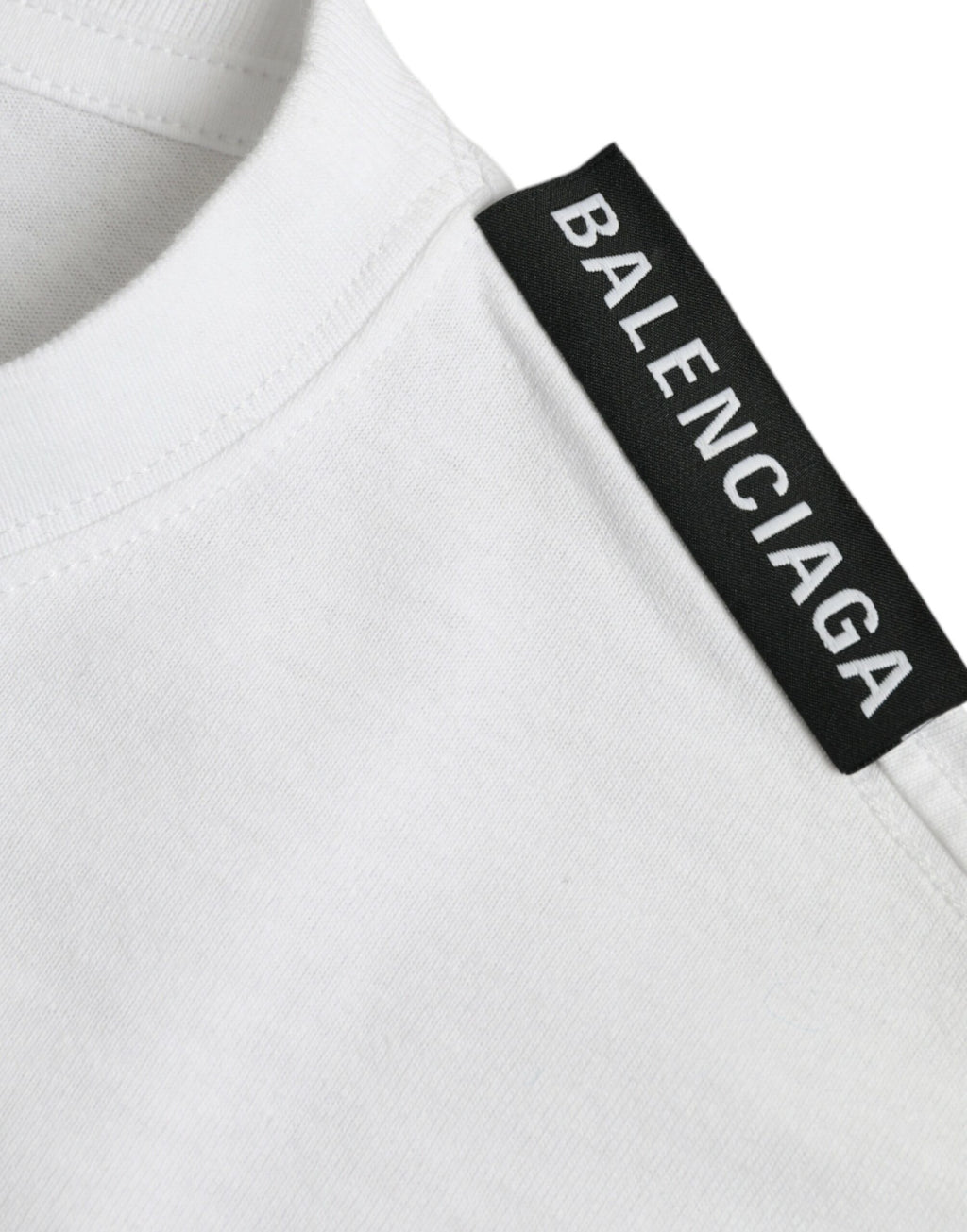 T-shirt Balenciaga Off White em jersey de algodão com gola redonda