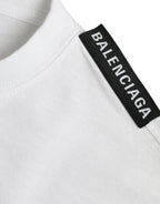 T-shirt Balenciaga Off White em jersey de algodão com gola redonda