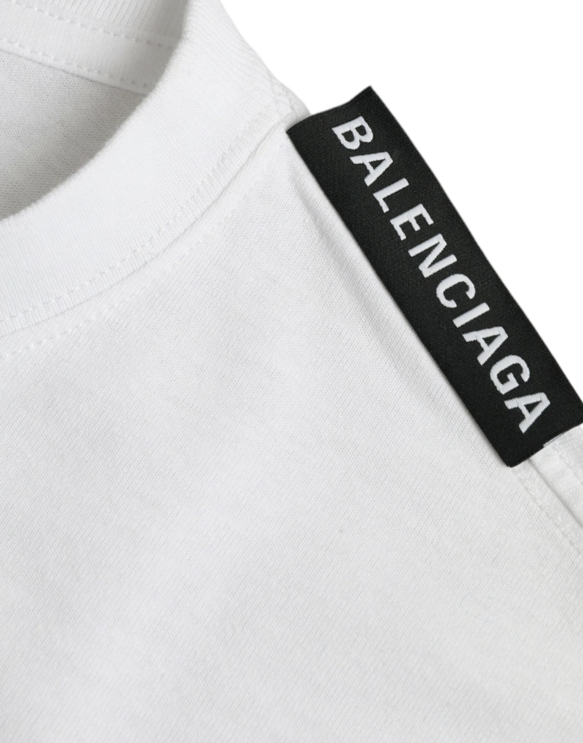 T-shirt Balenciaga Off White em jersey de algodão com gola redonda