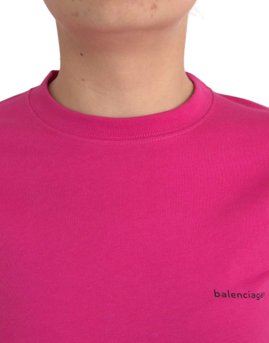 Balenciaga – Rosafarbenes T-Shirt aus Baumwolle mit Rundhalsausschnitt und kurzen Ärmeln