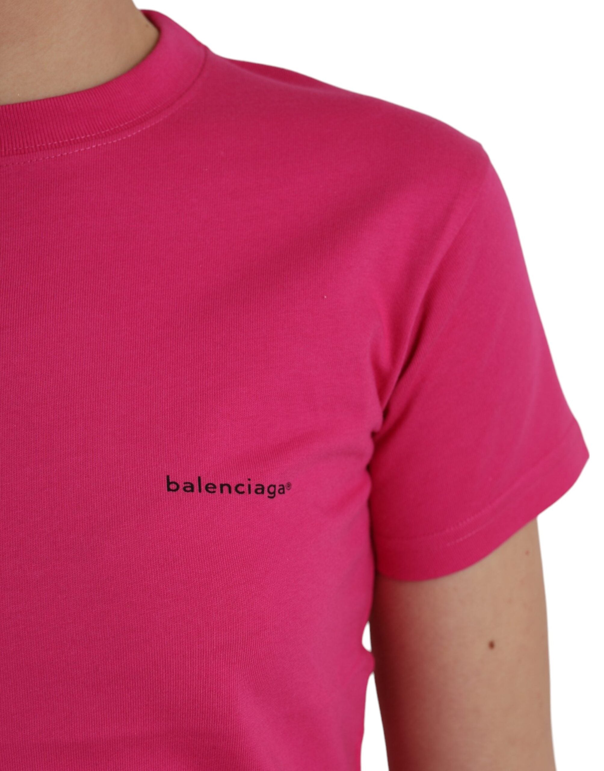 Balenciaga – Rosafarbenes T-Shirt aus Baumwolle mit Rundhalsausschnitt und kurzen Ärmeln