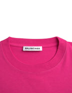 Balenciaga – Rosafarbenes T-Shirt aus Baumwolle mit Rundhalsausschnitt und kurzen Ärmeln