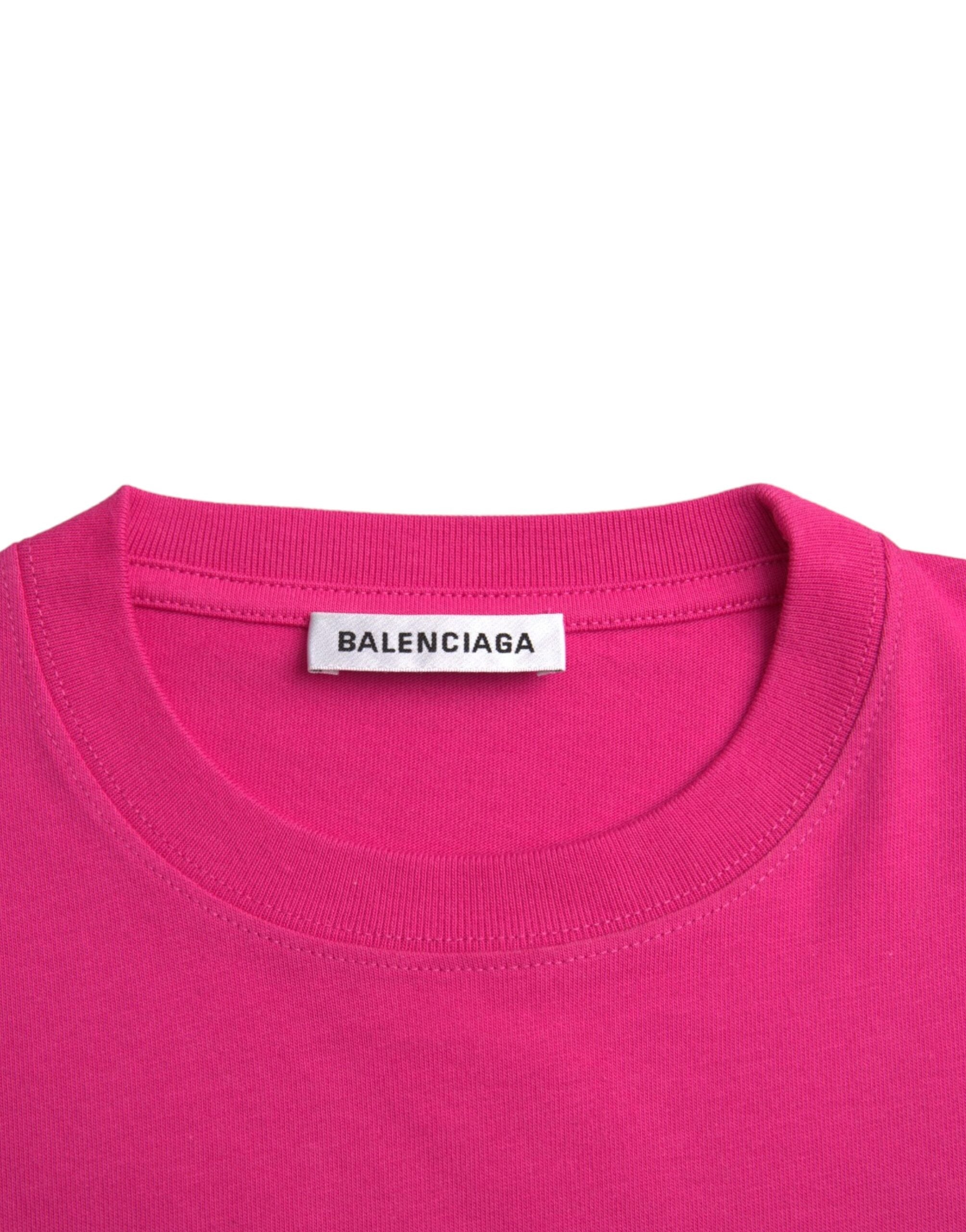 Balenciaga – Rosafarbenes T-Shirt aus Baumwolle mit Rundhalsausschnitt und kurzen Ärmeln