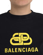 Balenciaga – Schwarzes T-Shirt aus Baumwolle mit Rundhalsausschnitt und kurzen Ärmeln und Logodruck