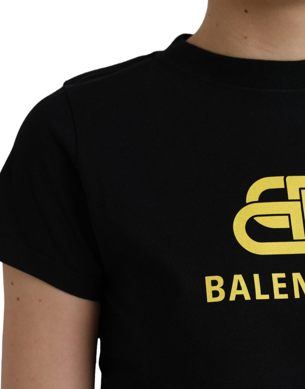 Balenciaga – Schwarzes T-Shirt aus Baumwolle mit Rundhalsausschnitt und kurzen Ärmeln und Logodruck