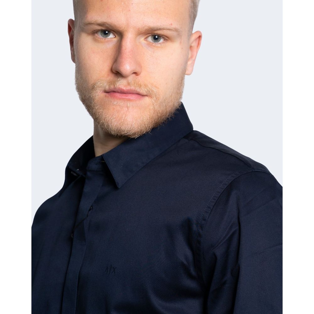 Camisa de algodão azul da Armani Exchange