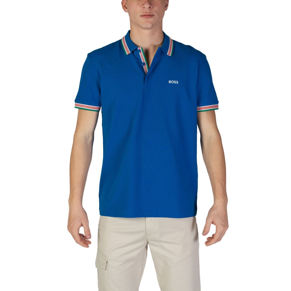 Polo Hugo Boss azul em algodão
