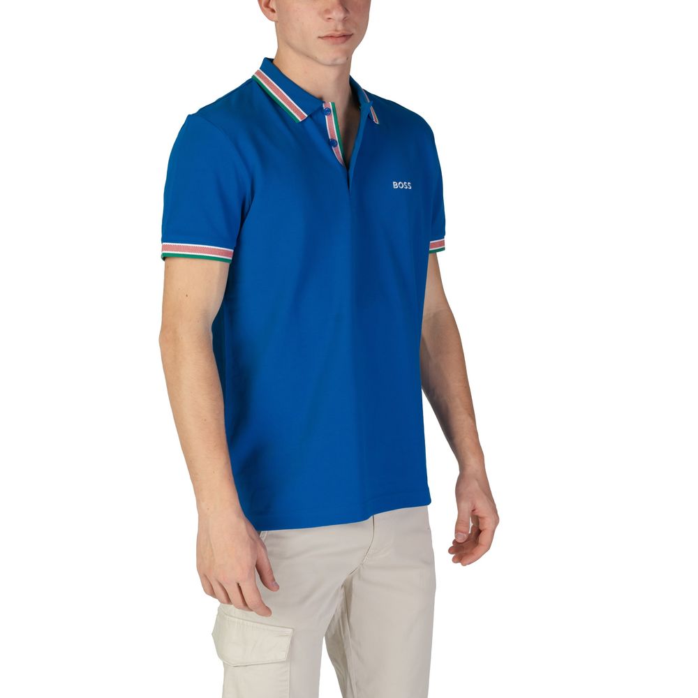 Polo Hugo Boss azul em algodão