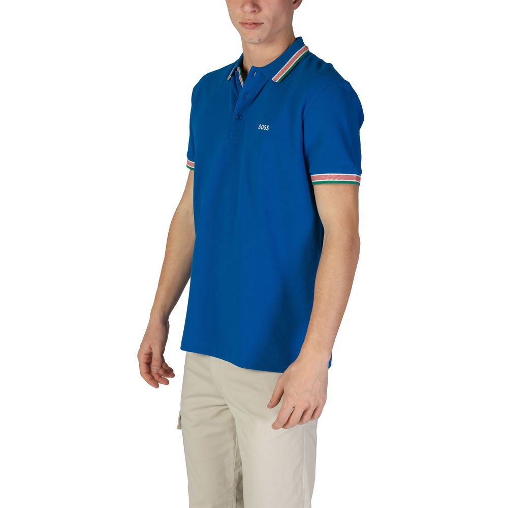 Polo Hugo Boss azul em algodão