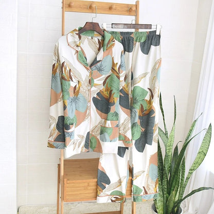 Women's Leaves Printed Pajama Set