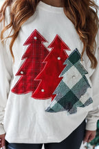 White Pearl Plaid Christmas Tree Sweatshirt