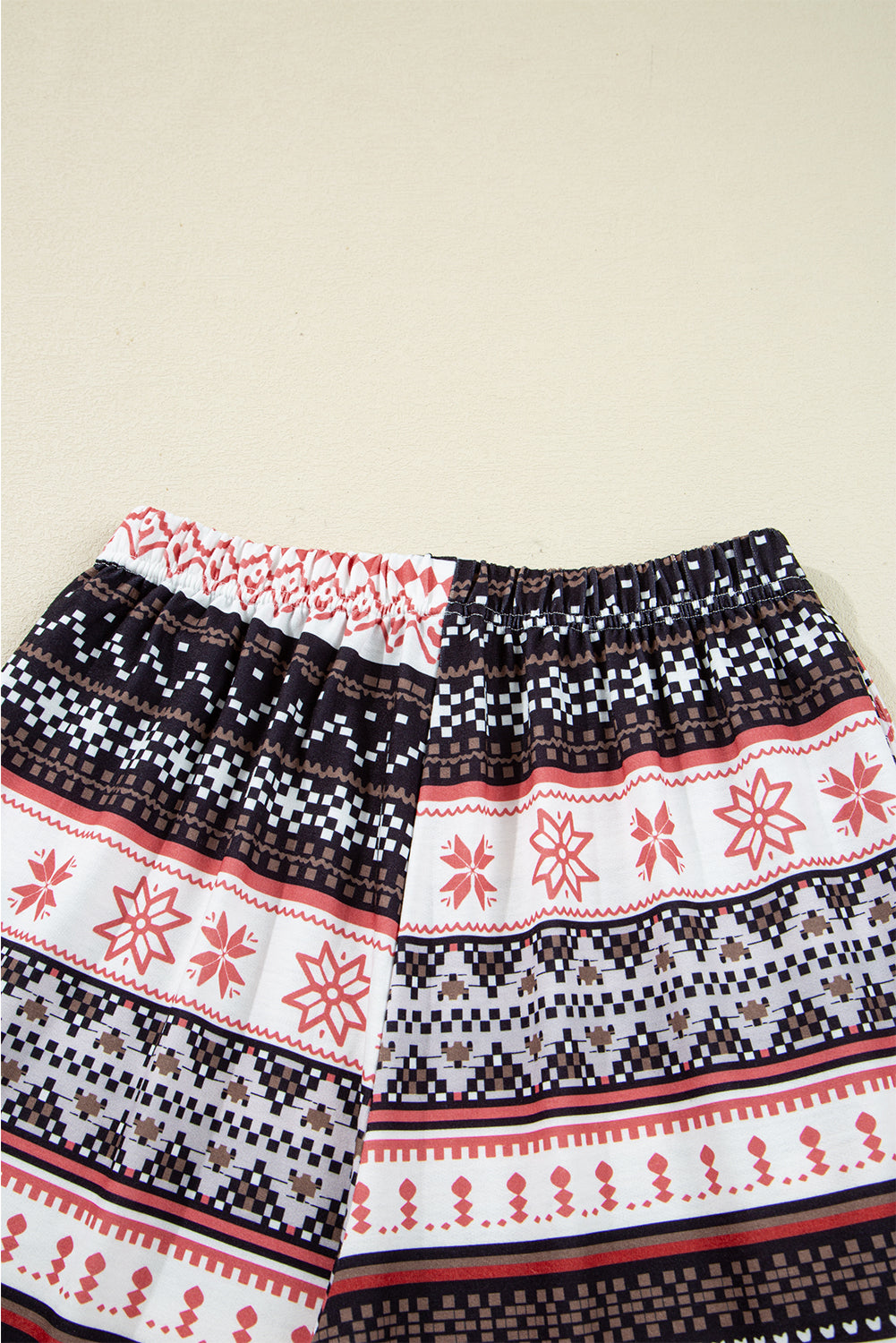 Black Retro Christmas Pattern Loose Pullover 2pcs