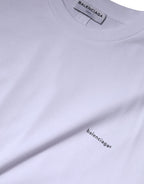 T-shirt Balenciaga branca com logótipo, gola redonda e manga curta em algodão.