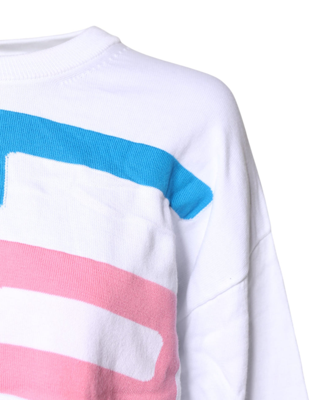 Love Moschino Weißes Langarm-T-Shirt aus Baumwolle mit Grafikprint