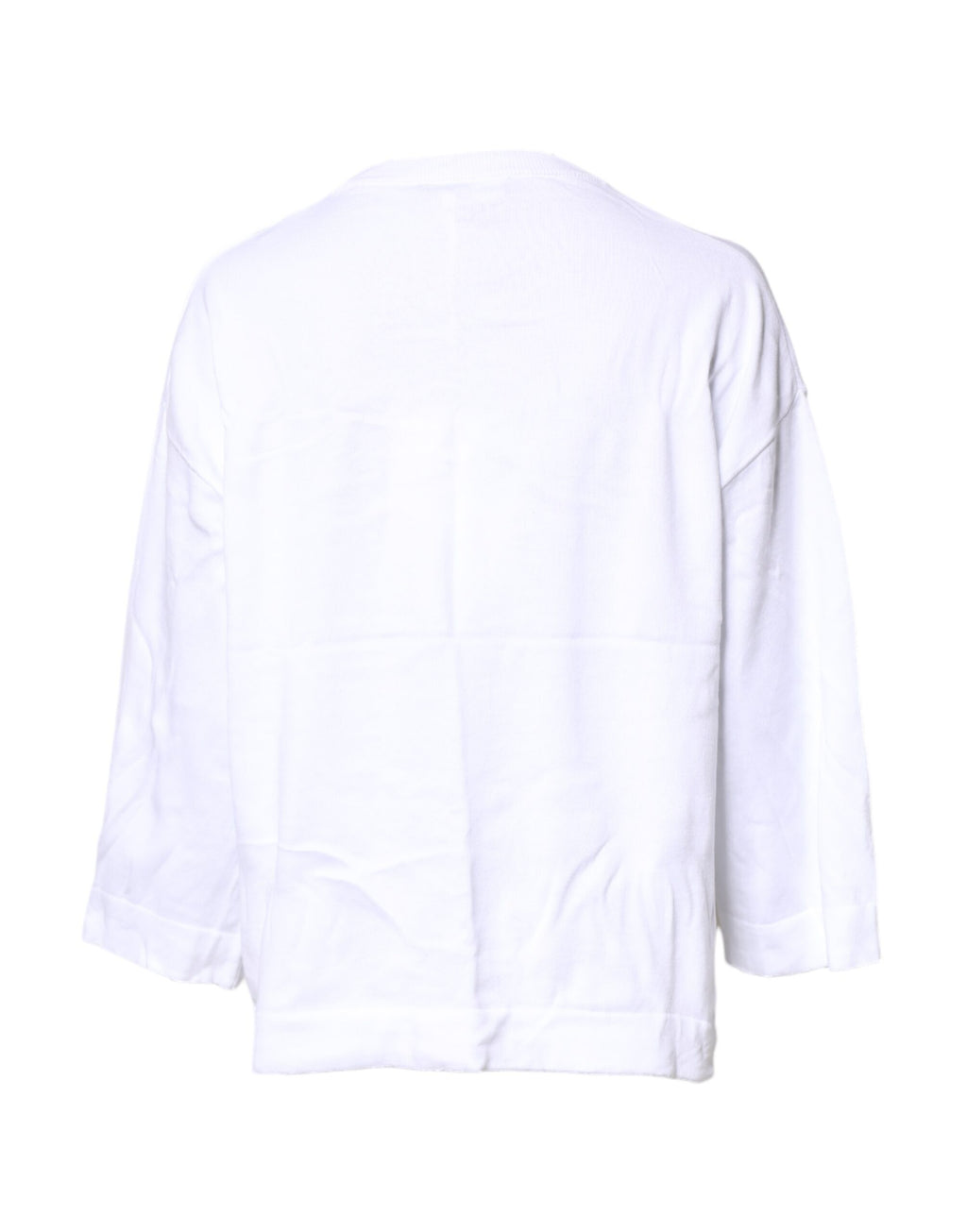 Love Moschino Weißes Langarm-T-Shirt aus Baumwolle mit Grafikprint